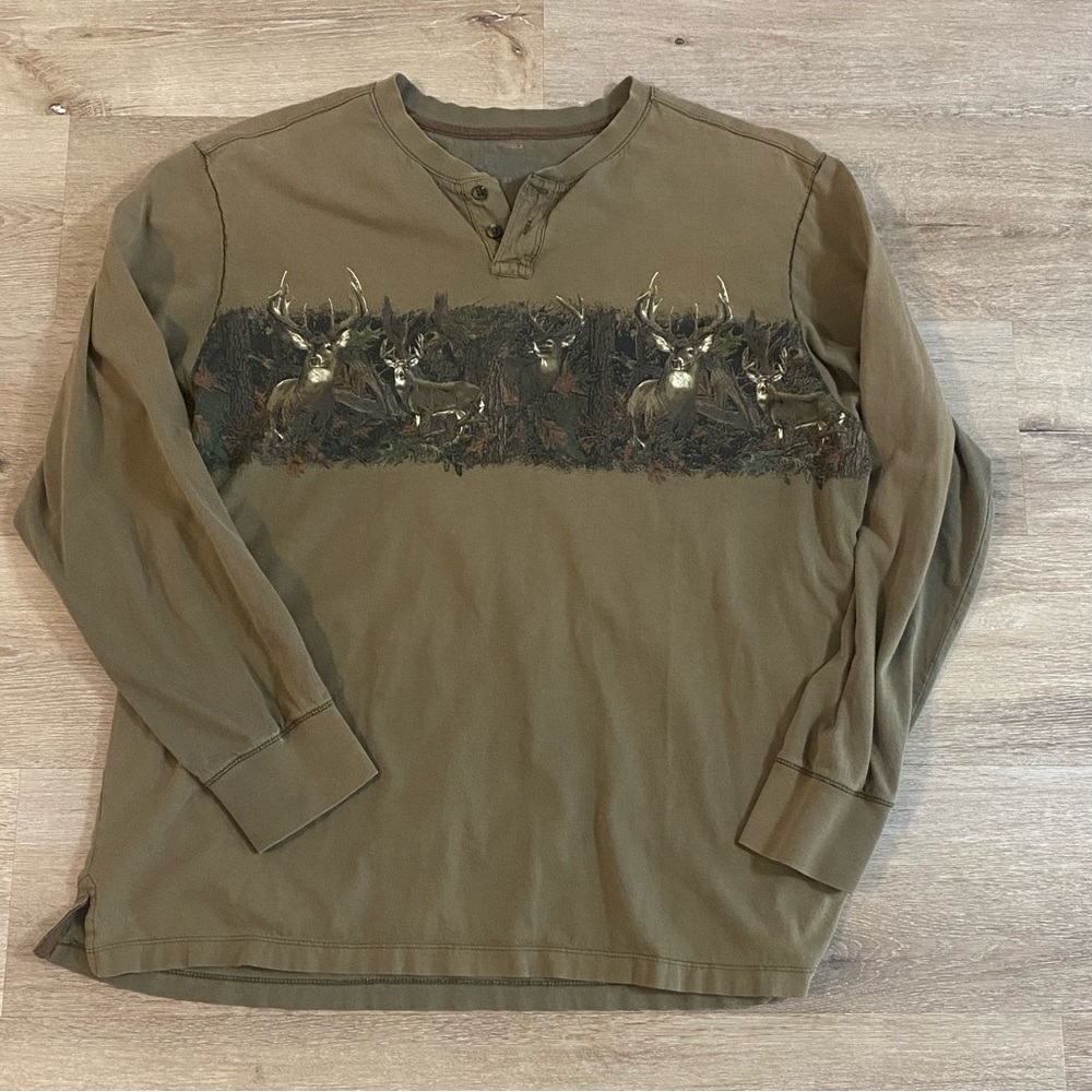 Legacy Falls Long Sleeve outdoor Green Buck Deer Graphic Hunting Shirt Men’s XL